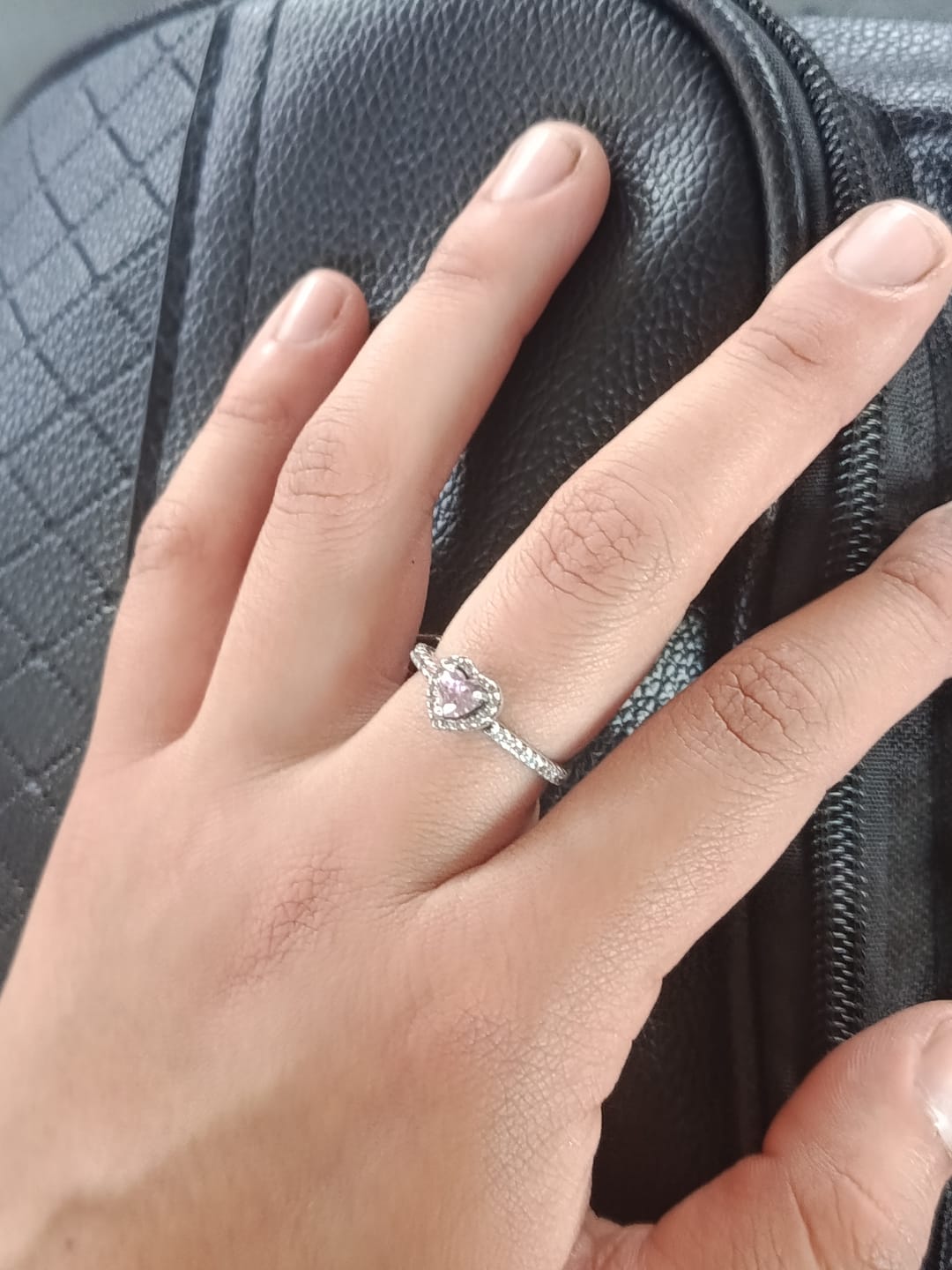 Customer photo review of ANILLO PROMESA CORAZON ELEVADO PLATEADO ROSA PLATA .925 + KIT DE REGALO