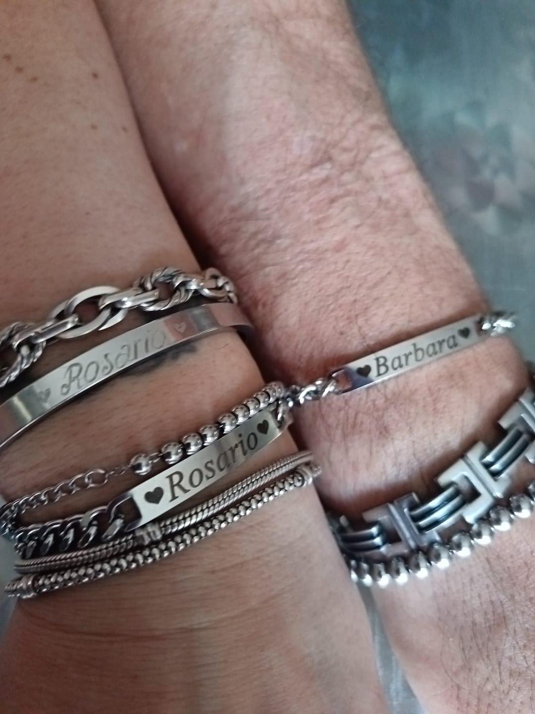 Customer photo review of Coppia di Bracciali Amore Eterno Personalizzati con incisione