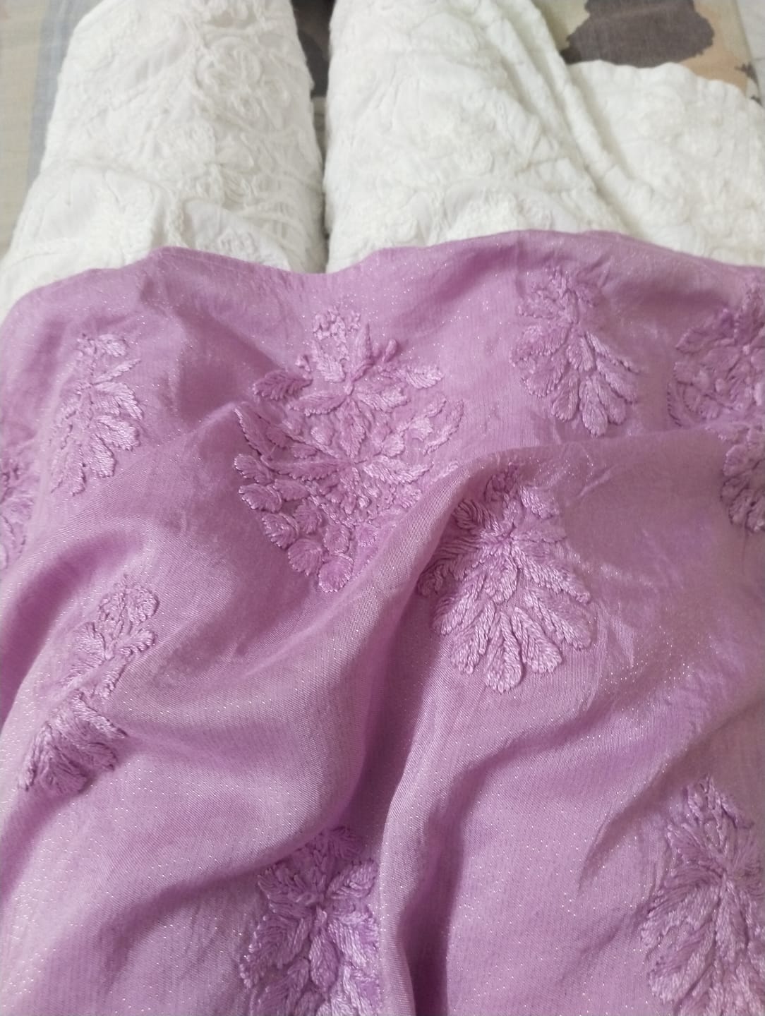 Customer photo review of White Chikankari Modal Palazzo