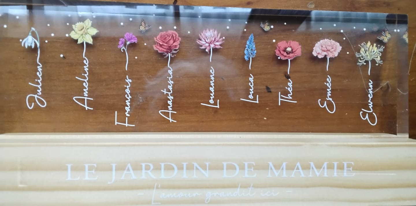 Customer photo review of Le Jardin de Mamie - Plaque LED acrylique personnalisée avec fleurs pour Maman et Mamie