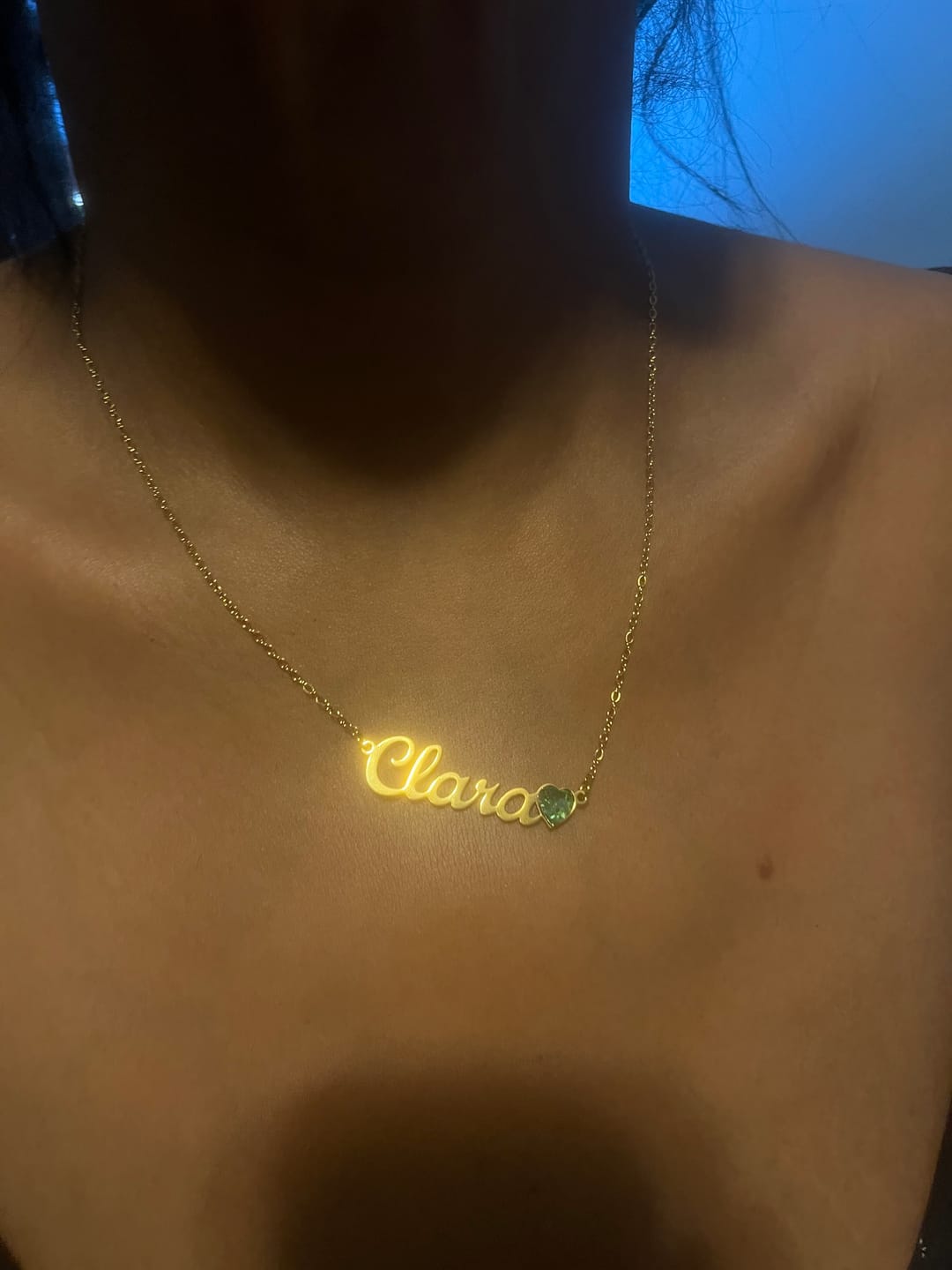 Customer photo review of Birthstone Name Necklace