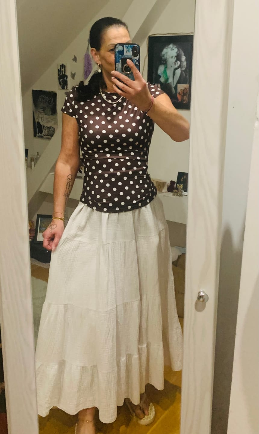 Customer photo review of "Classic Dots Live Special" Shirt aus Viscose - braun/weiß