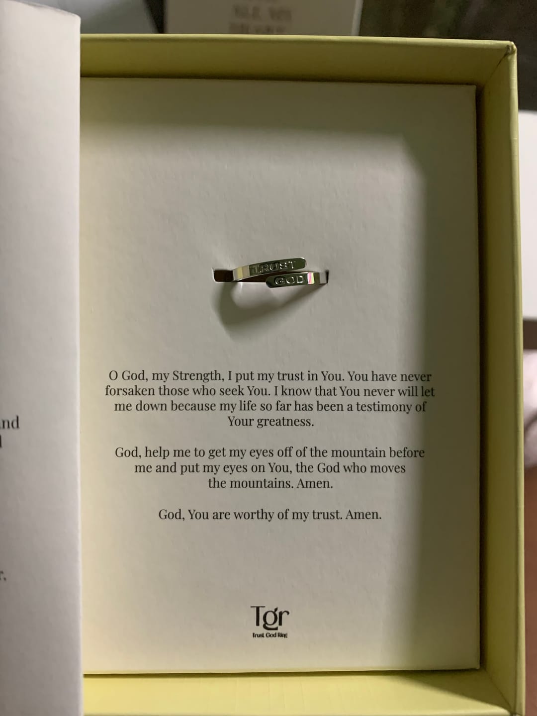Customer photo review of Silver Trust God Ring  (Adjustable size)