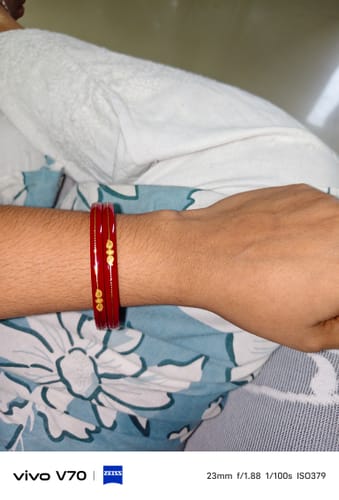 Customer photo review of “22k Hallmark Red Divya Shringar Bangle” (2 pis)