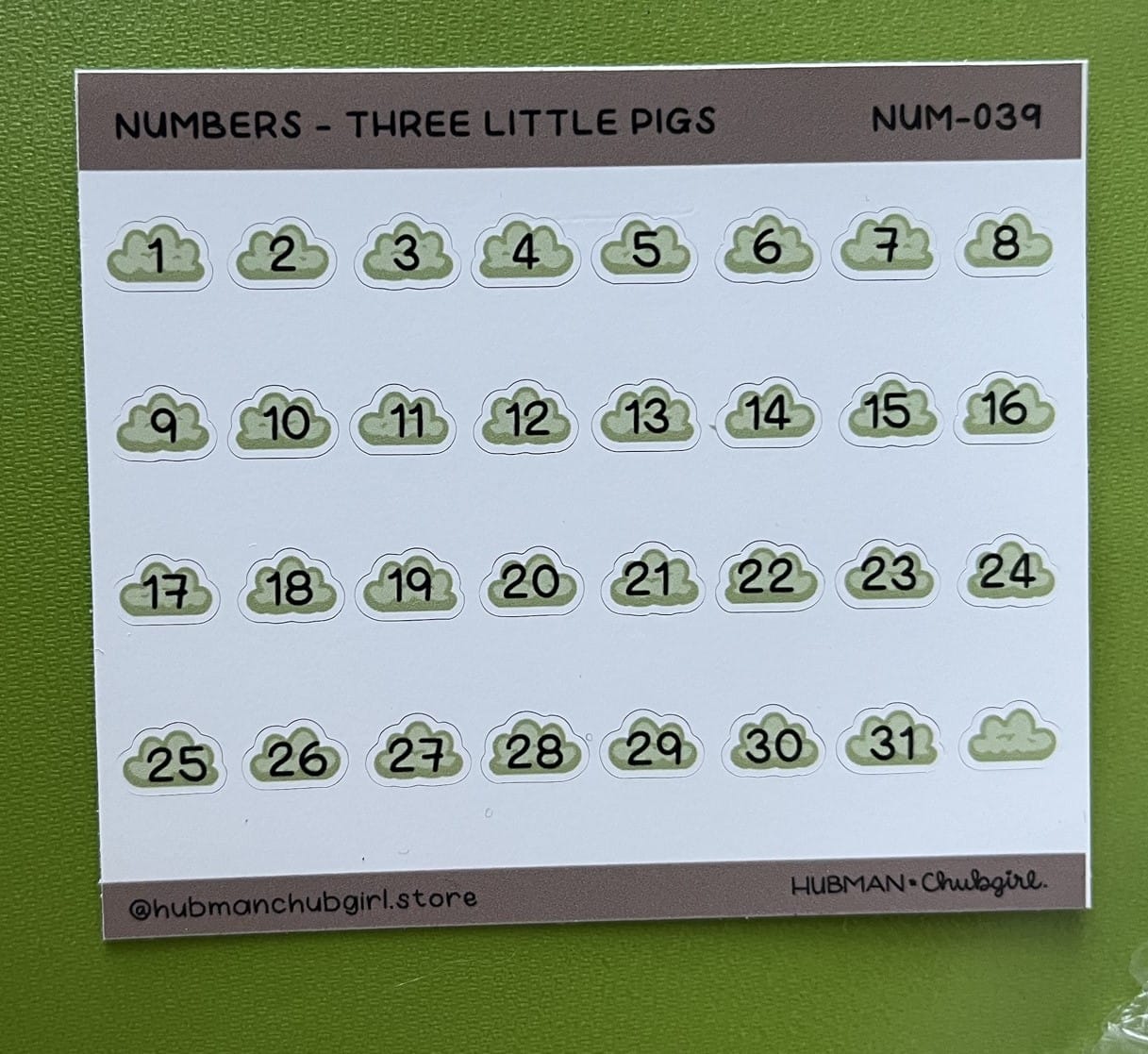 Customer photo review of Numbers - Three Little Pigs Planner Stickers