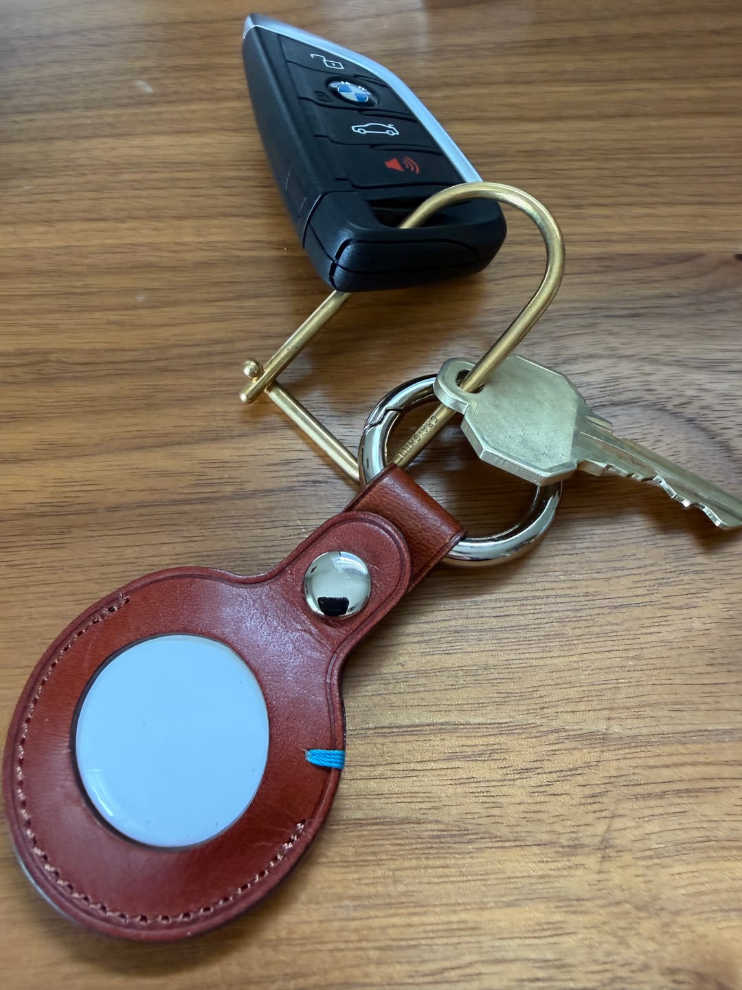 Customer photo review of The Toscano Italian Leather AirTag Key Ring - Tuscan Tan