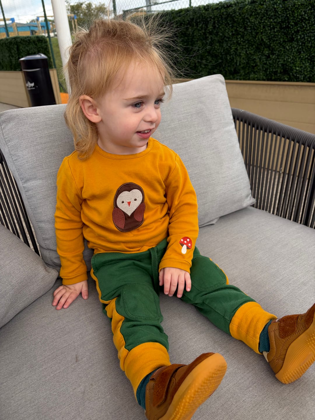 Customer photo review of Olive Knee Patch Cosy Joggers