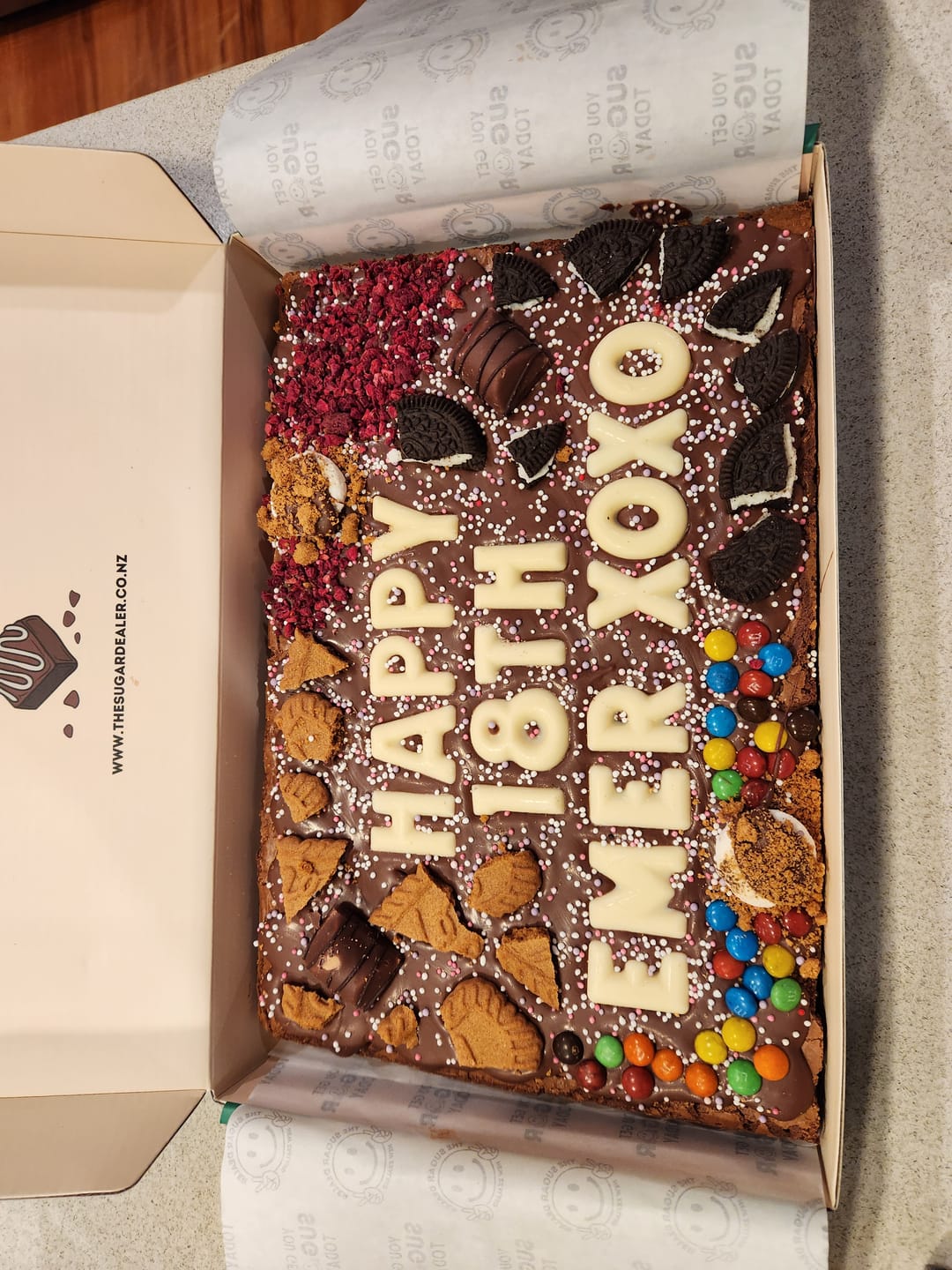 Customer photo review of Mega custom message loaded brownie