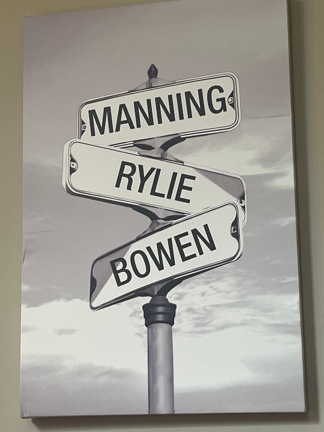 Customer photo review of My Street Sign Custom Children Names Personalized Canvas Print