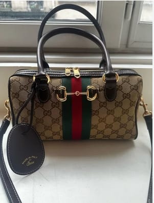 Customer photo review of Gucci 2026 Borsetto Boston Bag Beige Brown Canvas Leather