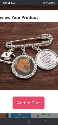 Customer photo review of Personalized "This Is For You" Memorial Graduation Lapel Pin With Photo Charms -Gift For Senior 2026