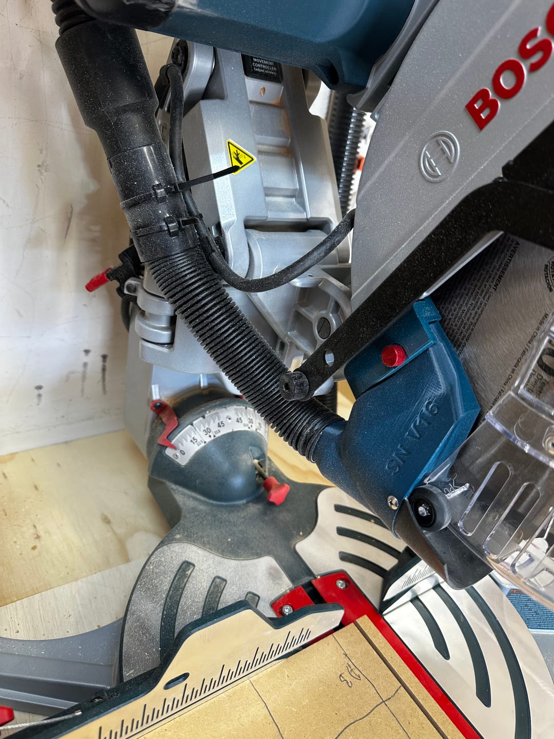 Customer photo review of Dust Collection Chute for Bosch Axial Glide Miter Saw