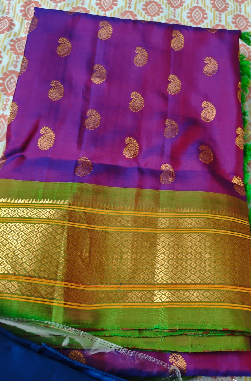 Customer photo review of Mahalakshmi ~ Handloom Pure Silk Paithani with Maharani Pallu in Purple Pink