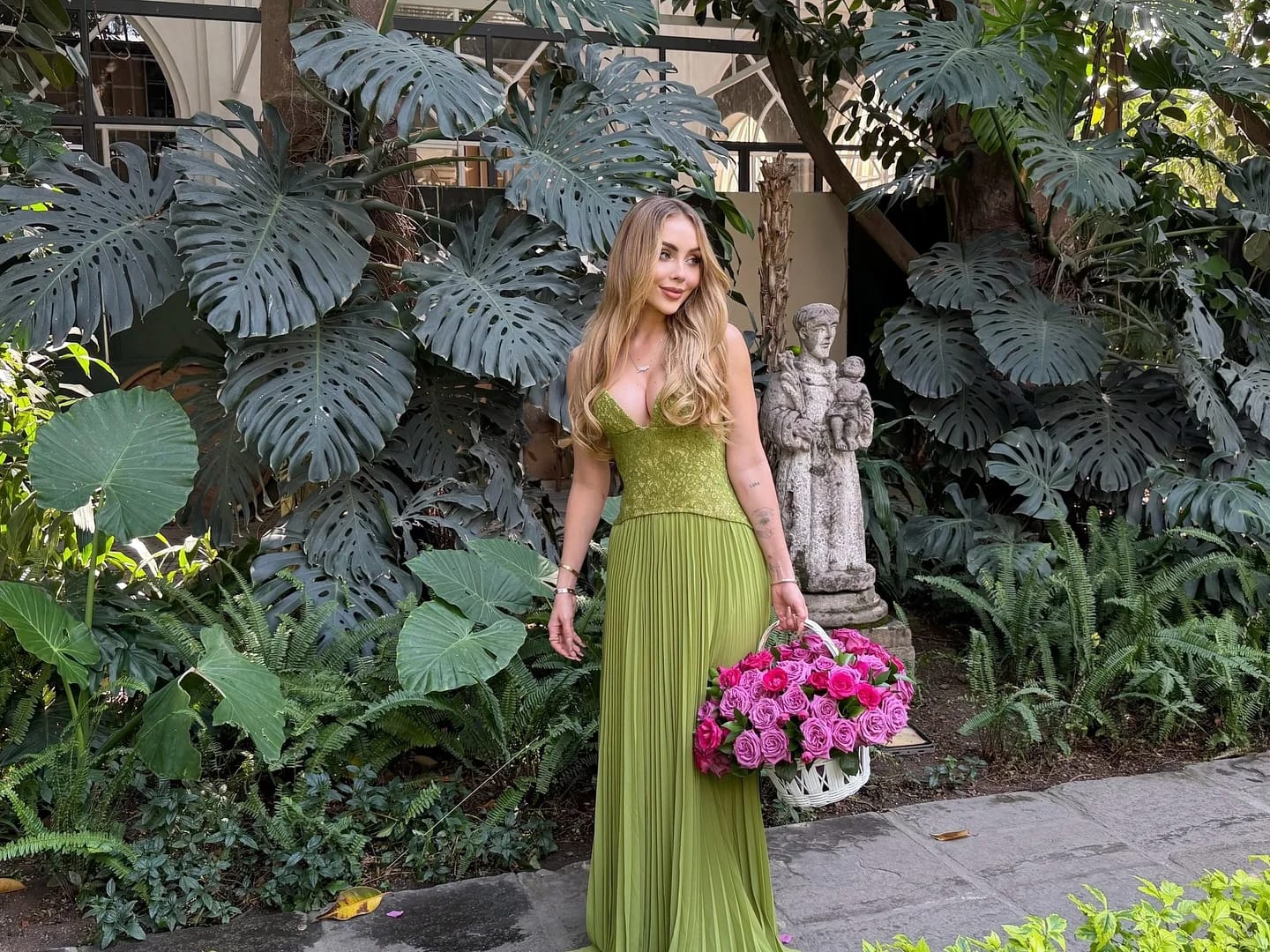 Customer photo review of Vivian Pleated Corset Maxi Dress