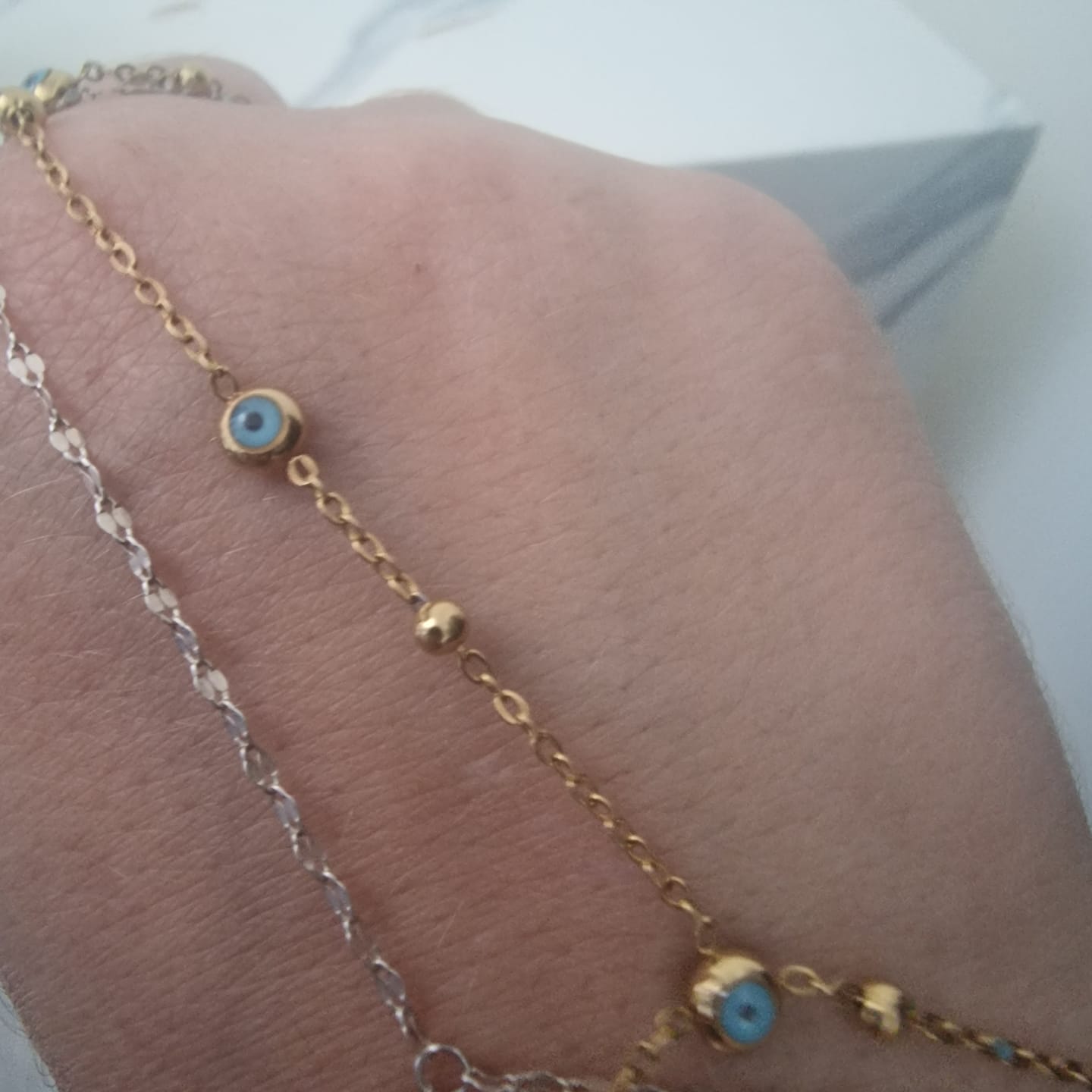 Customer photo review of Blue Eye | Handchain