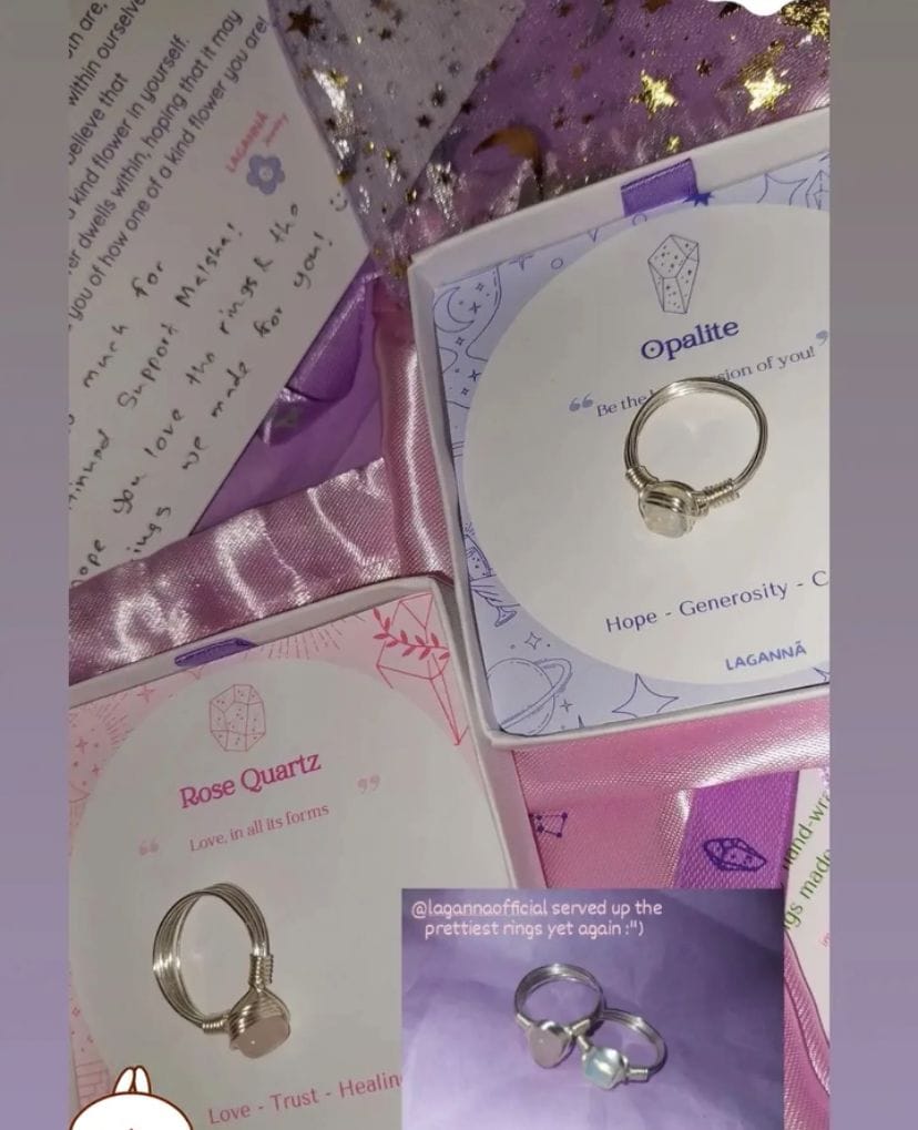 Customer photo review of Rose Quartz Irregular Stone Ring