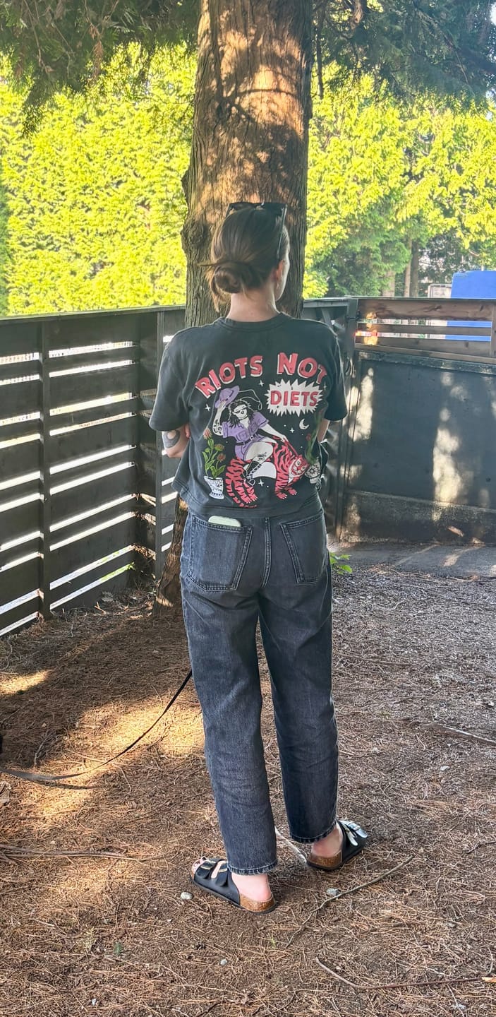 Customer photo review of Riots Not Diets T-Shirt