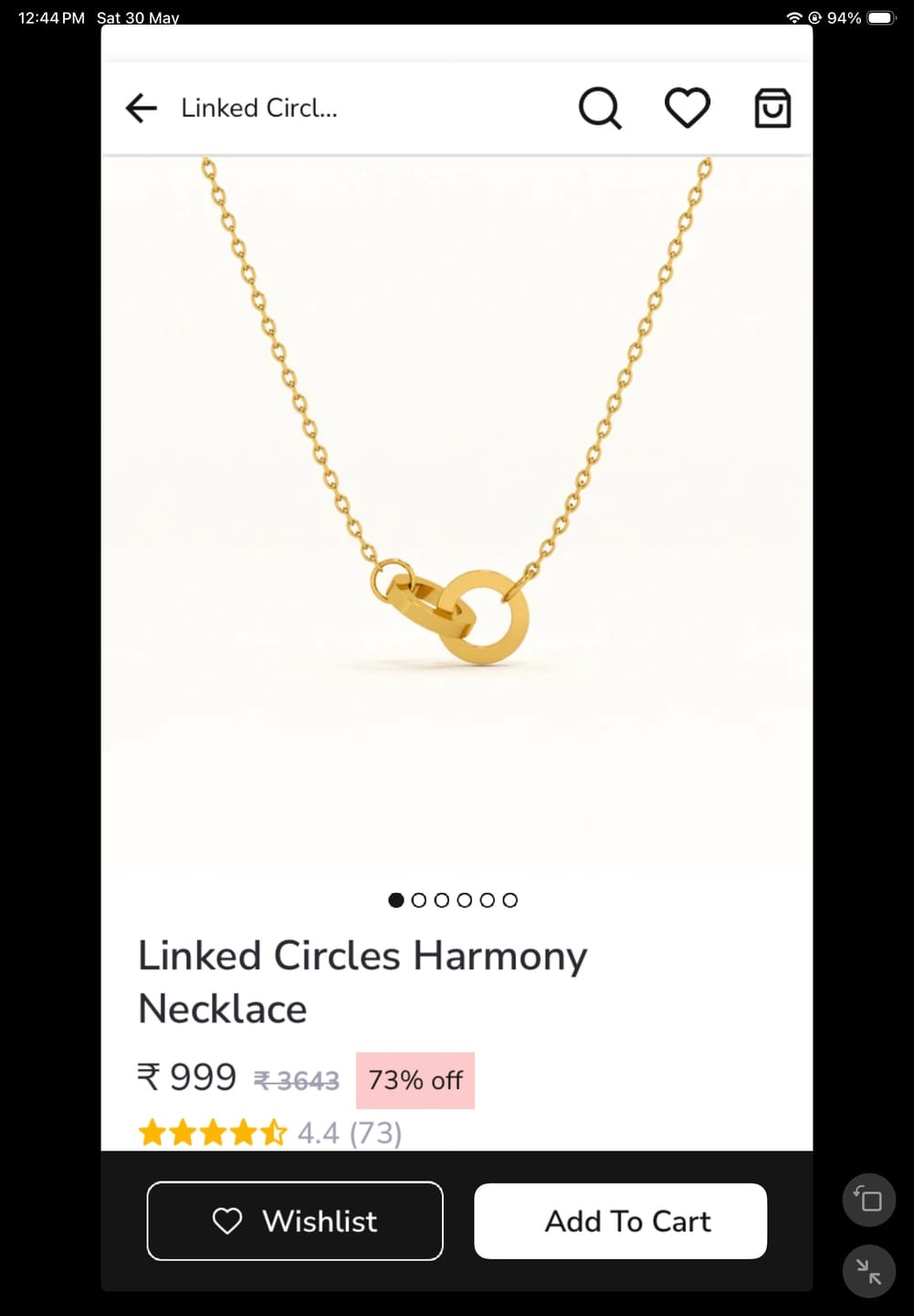 Customer photo review of Linked Circles Harmony Necklace