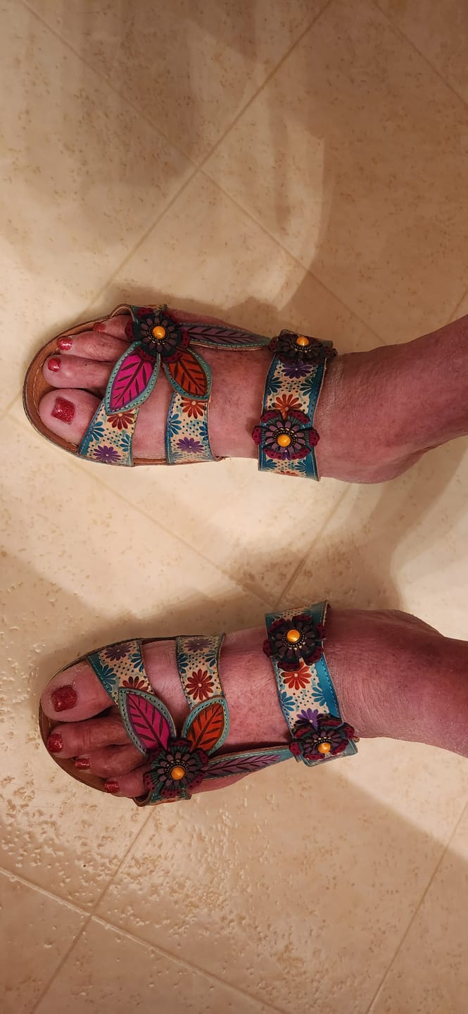 Customer photo review of Printed Leather Handmade Sandals