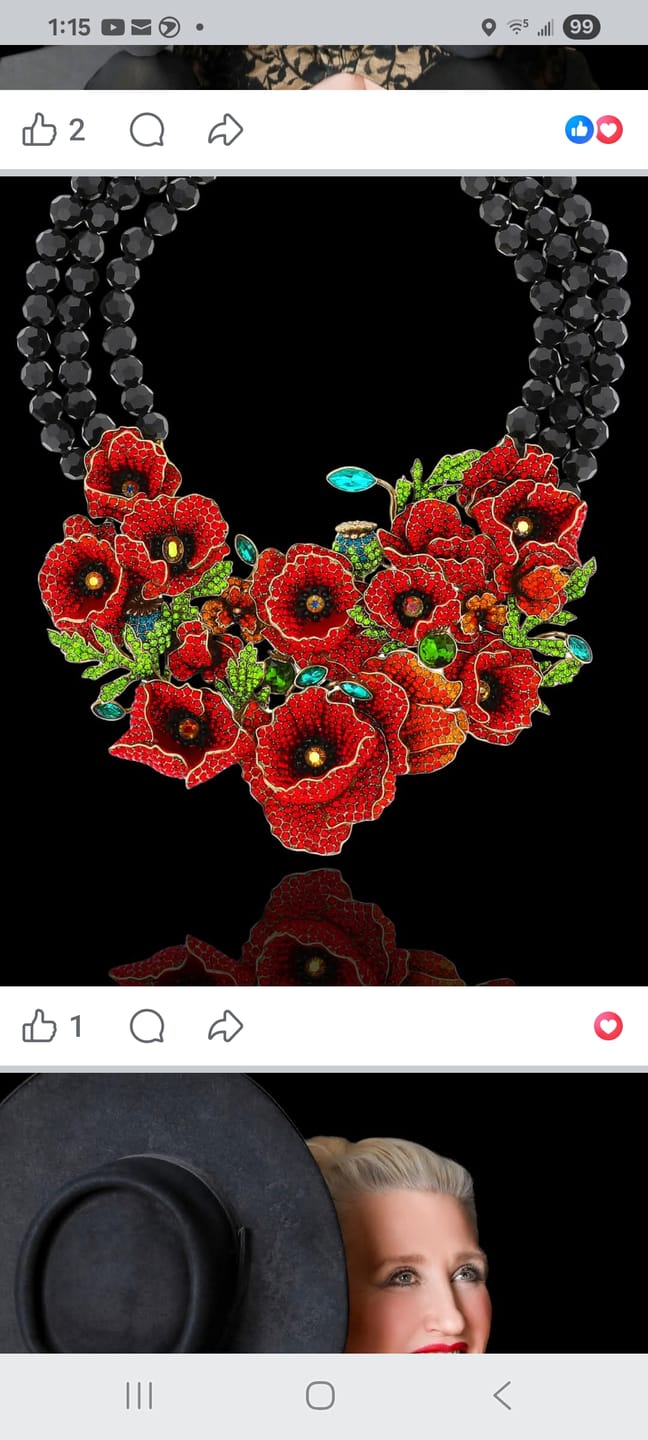 Customer photo review of HEIDI DAUS® "Empress of the Bloom" Crystal Poppy Statement Necklace