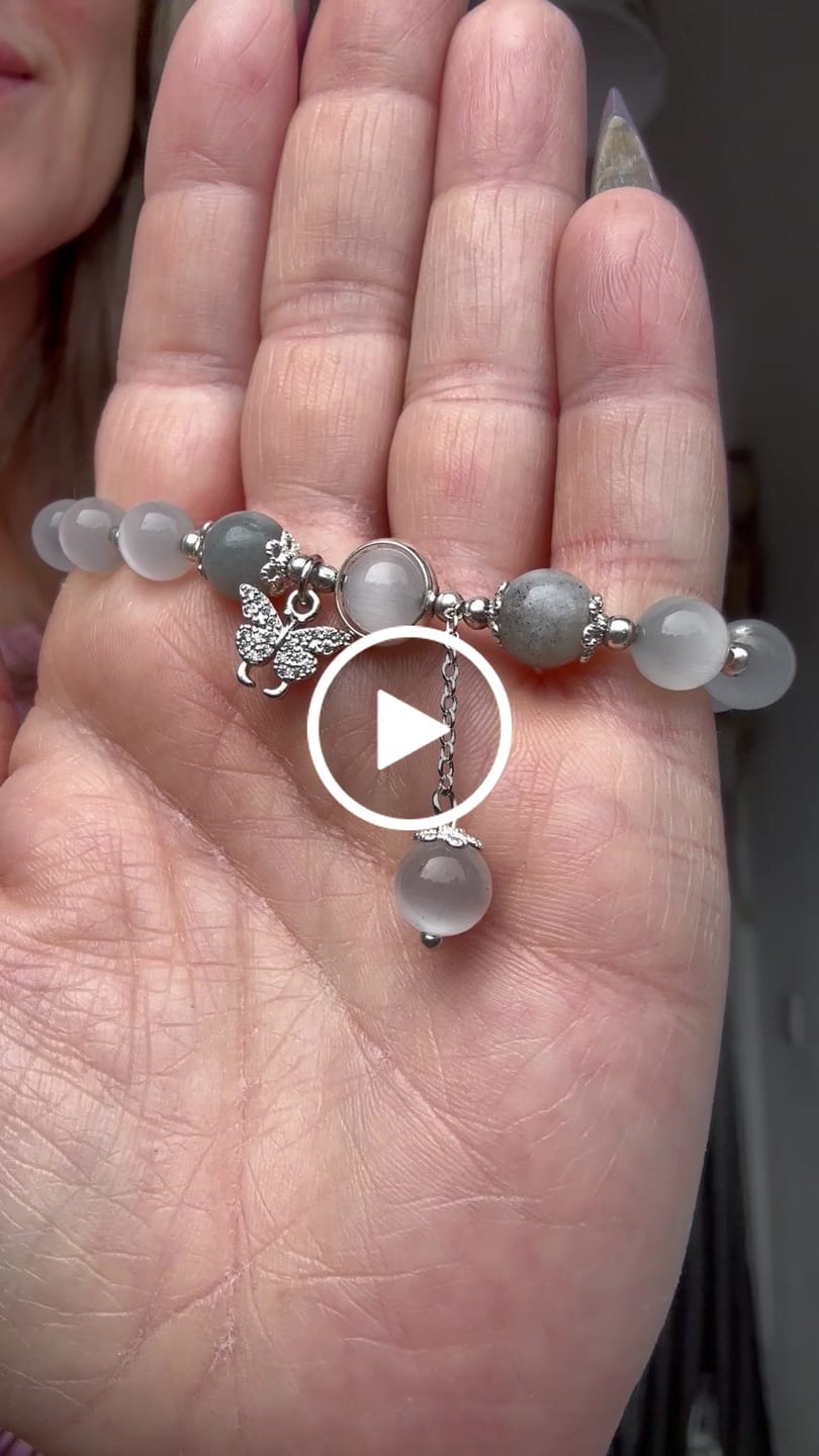 Customer video review of Buddha Stones Cat's Eye Moonstone Butterfly Star Charm Support Bracelet