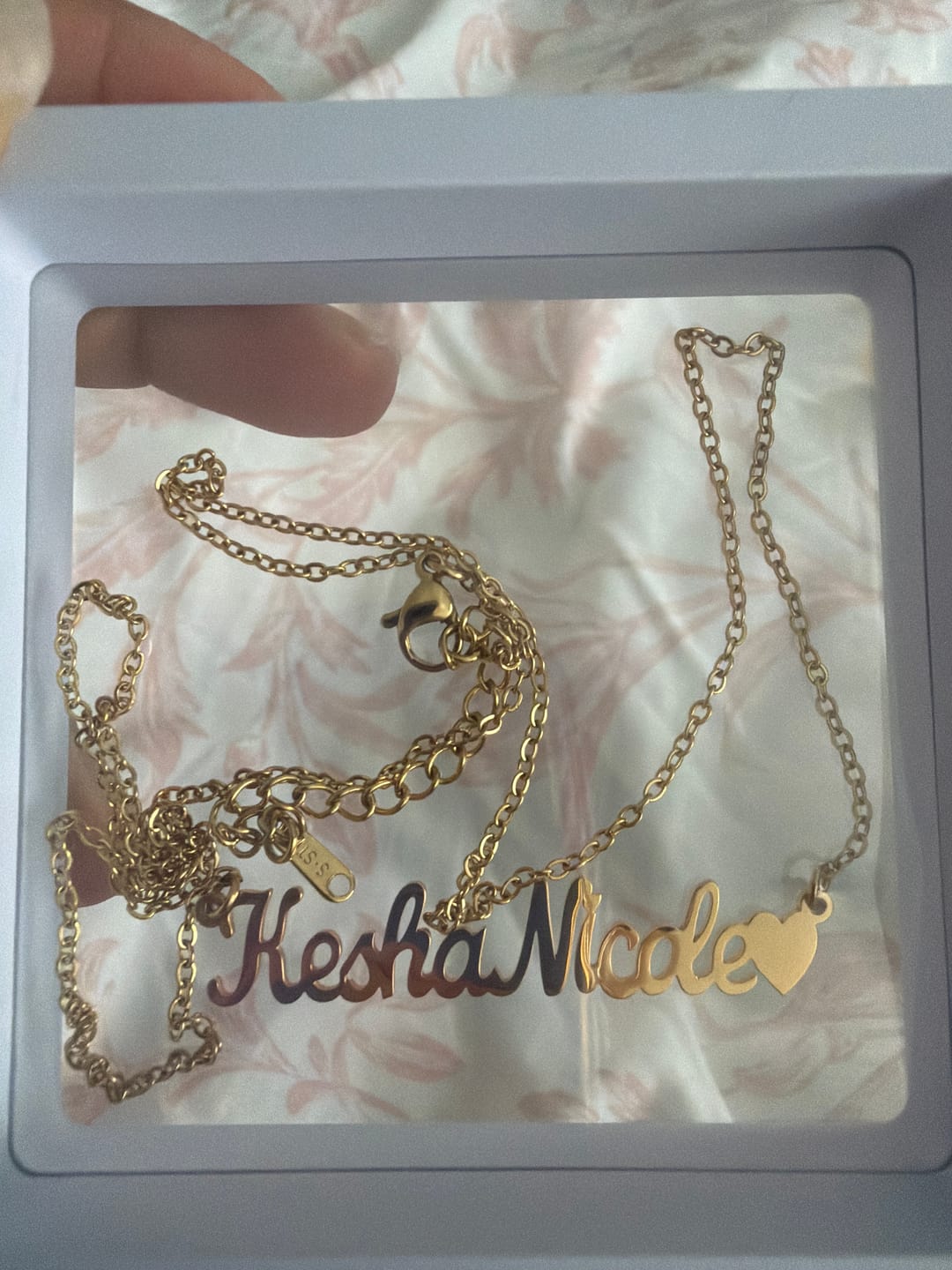 Customer photo review of Name Heart Necklace