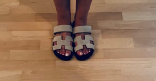 Customer photo review of HM Chypre Sandal Beige Grey Suede 205486