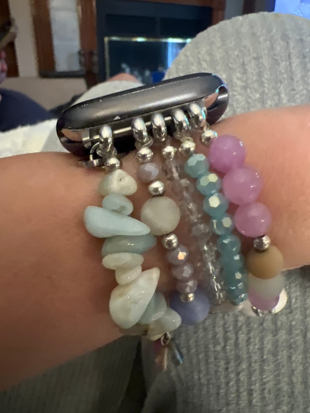Customer photo review of Seaside Dreams Stretch Apple Watch Strap