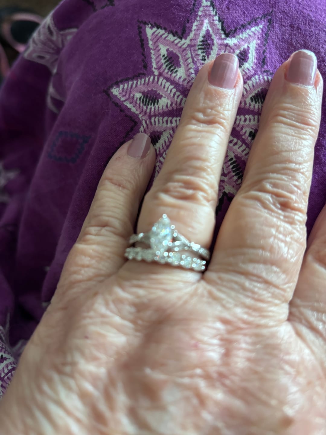 Customer photo review of Marquise Cut Moissanite Petals Split Shank Engagement Ring