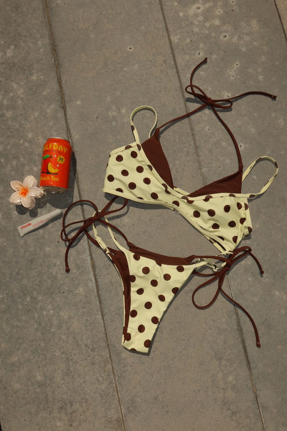 Customer photo review of Seamolly Contrast Color Polka Dot Print String Double Layer Bikini Set
