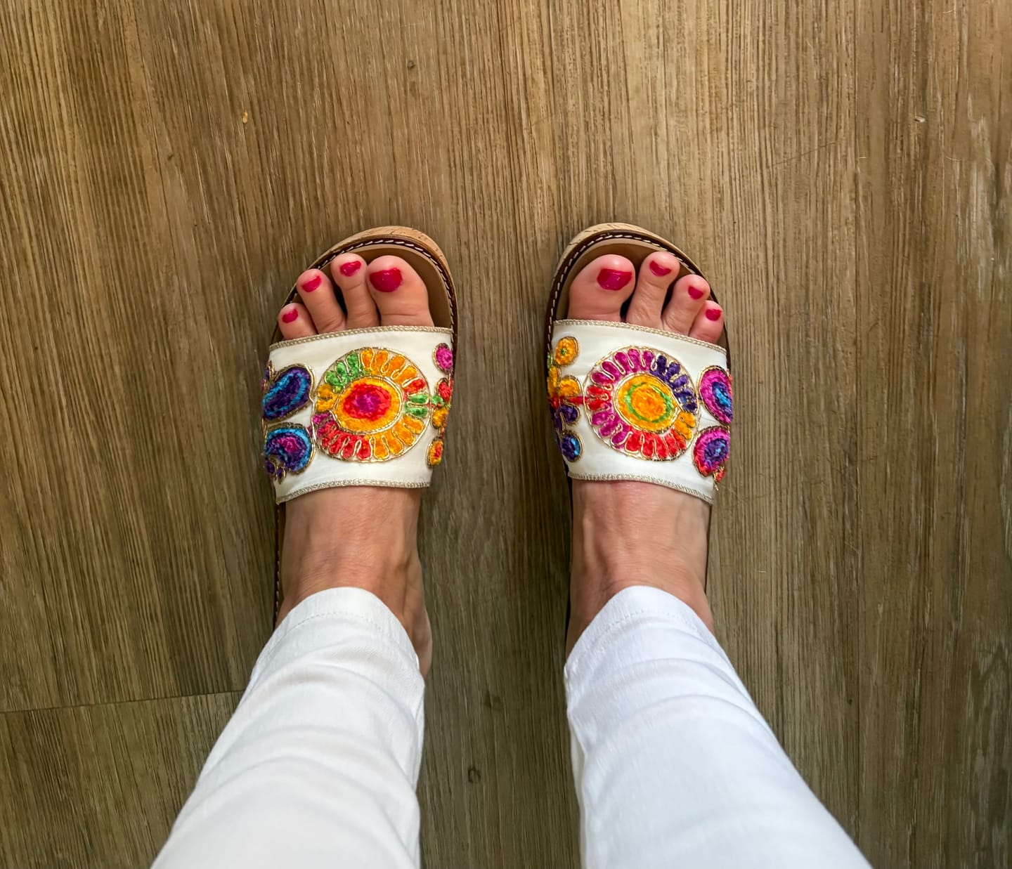 Customer photo review of Corky's Red Multi Wanderlust Sandals
