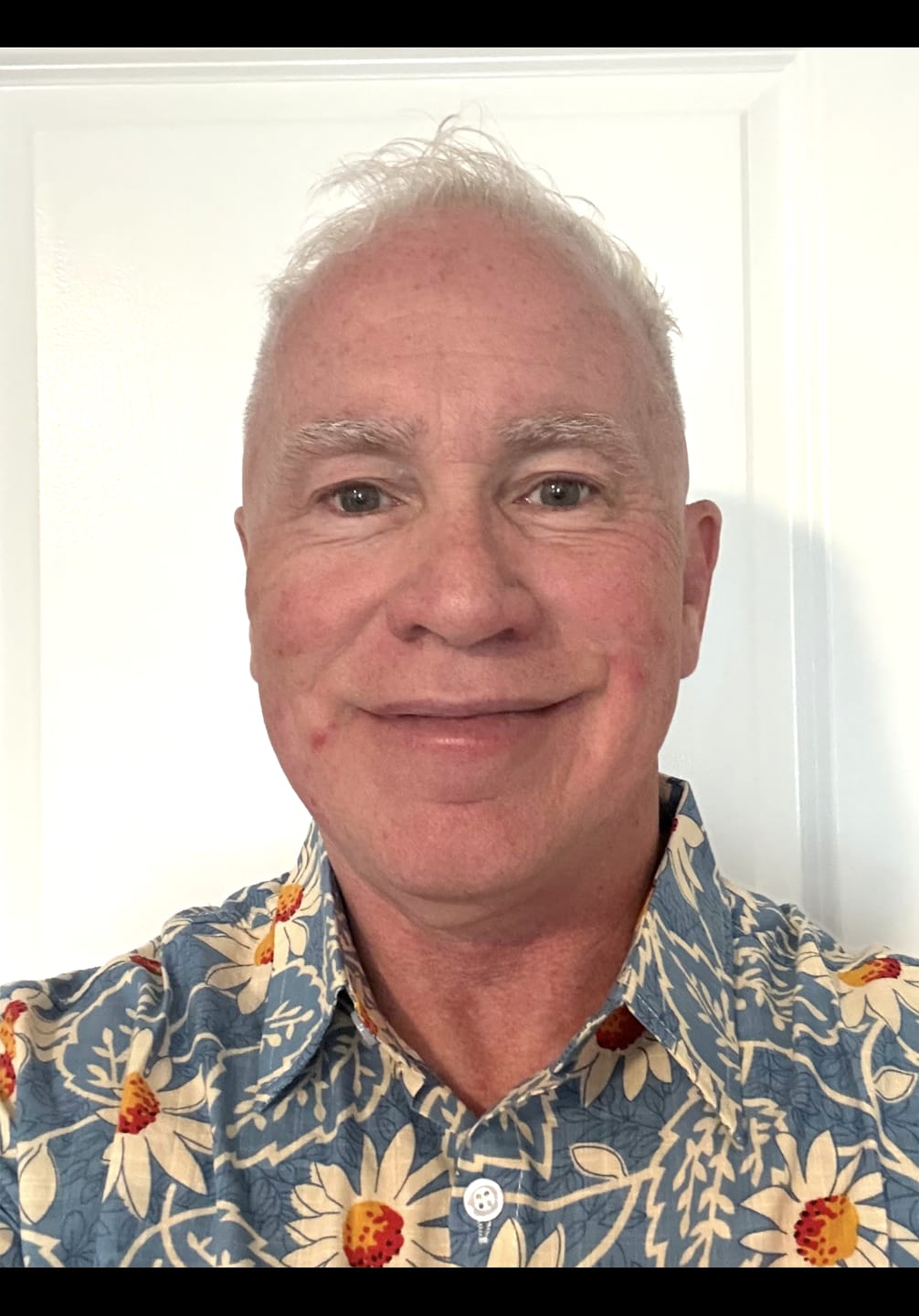 Customer photo review of Men's Retro Beach Hawaiian Cotton Holiday Button Up Blue Short Sleeve Floral Shirt
