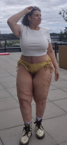 Customer photo review of Gold Side Tie Bikini Bottom final sale