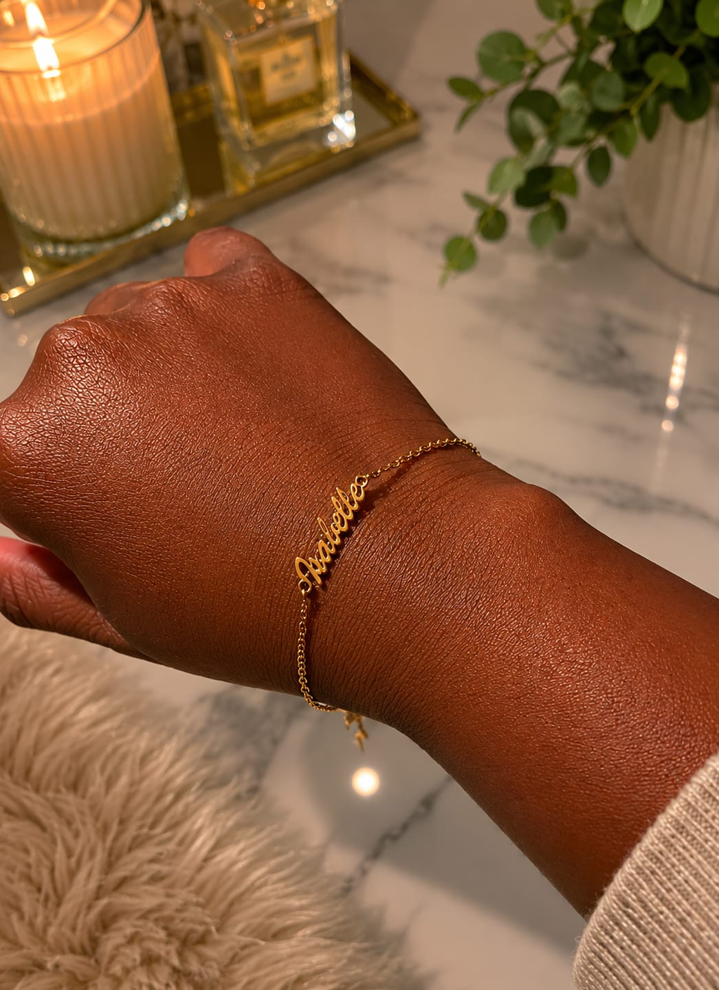 Customer photo review of Dainty Custom Name Bracelet