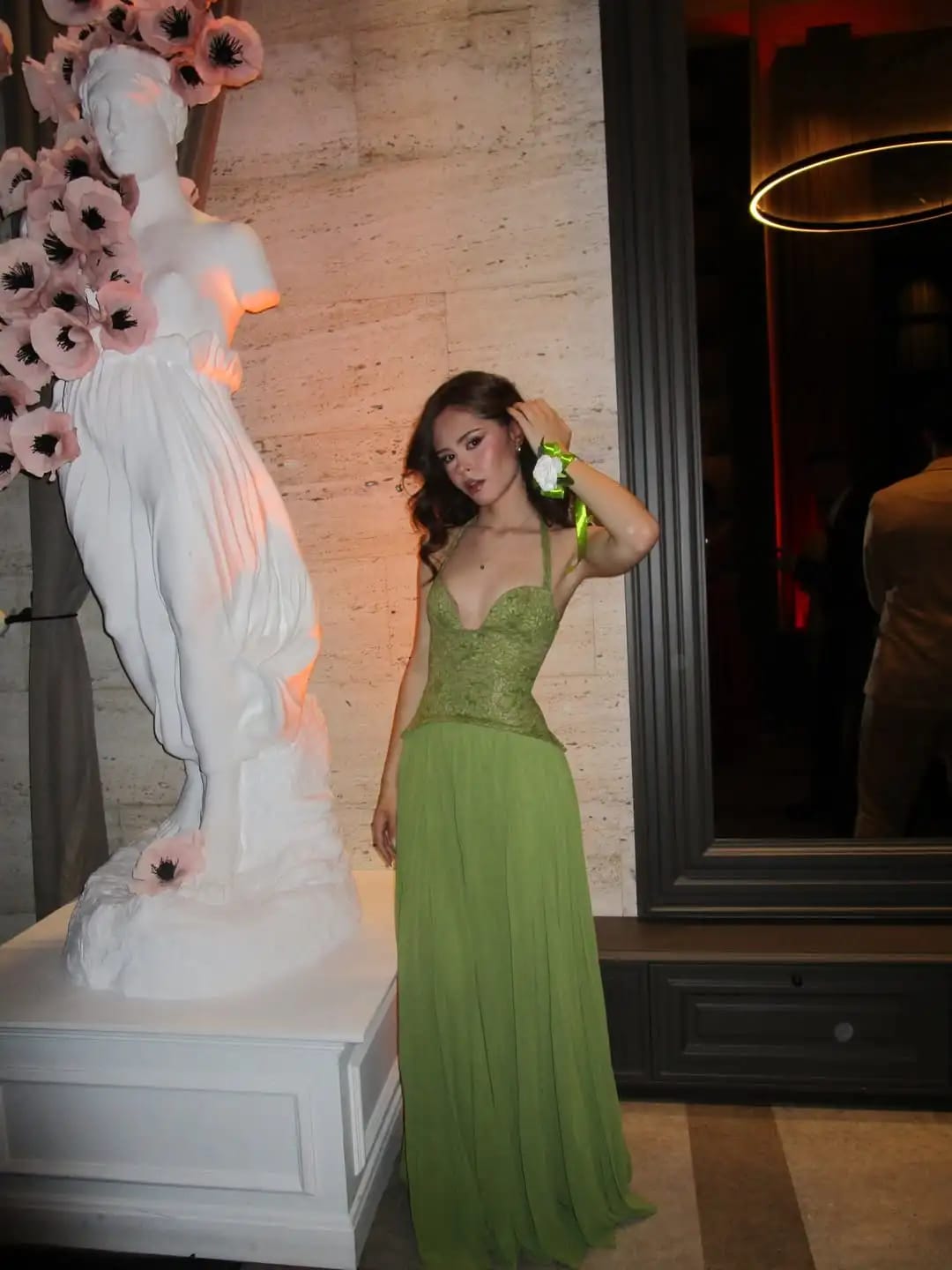 Customer photo review of Vivian Pleated Corset Maxi Dress