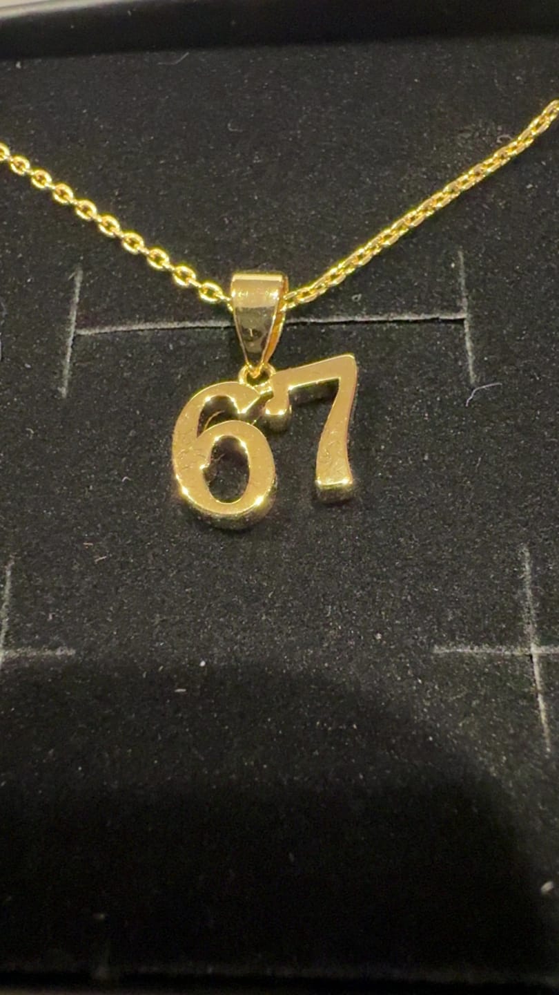 Customer photo review of Danna 18k White Gold Plated 67 Pendant Necklace for Women