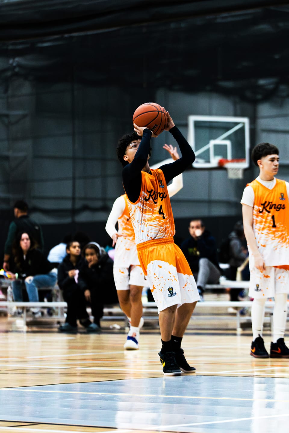 Customer photo review of Custom White Gold Orange Wing Pattern Sports Uniform Basketball Jersey