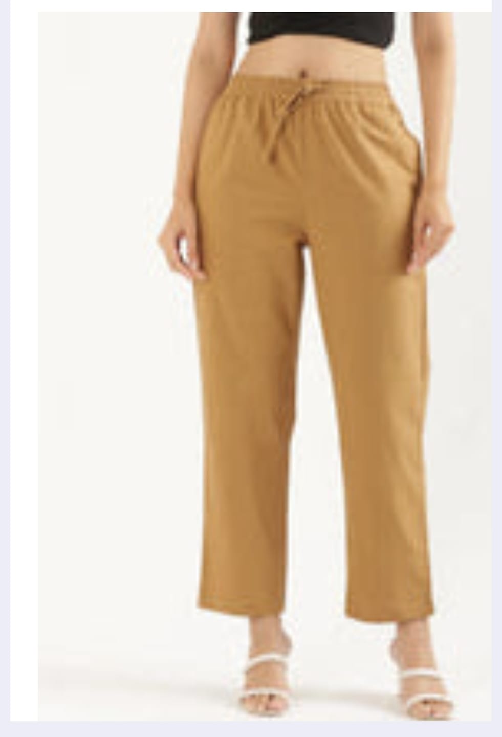 Customer photo review of Women Coffee Brown Cotton Straight Pant