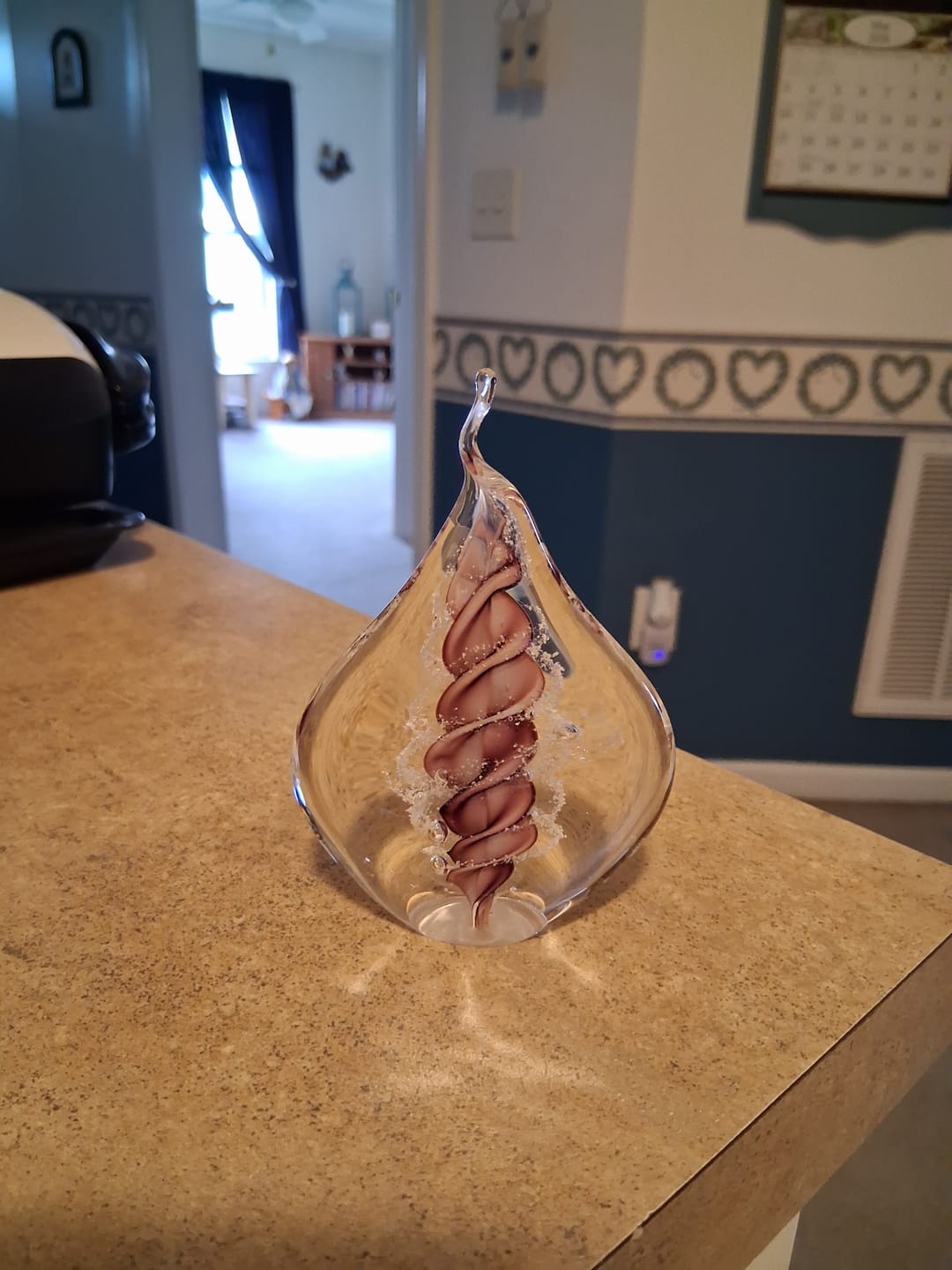 Customer photo review of Memorial Glass Flame with Cremation Ashes