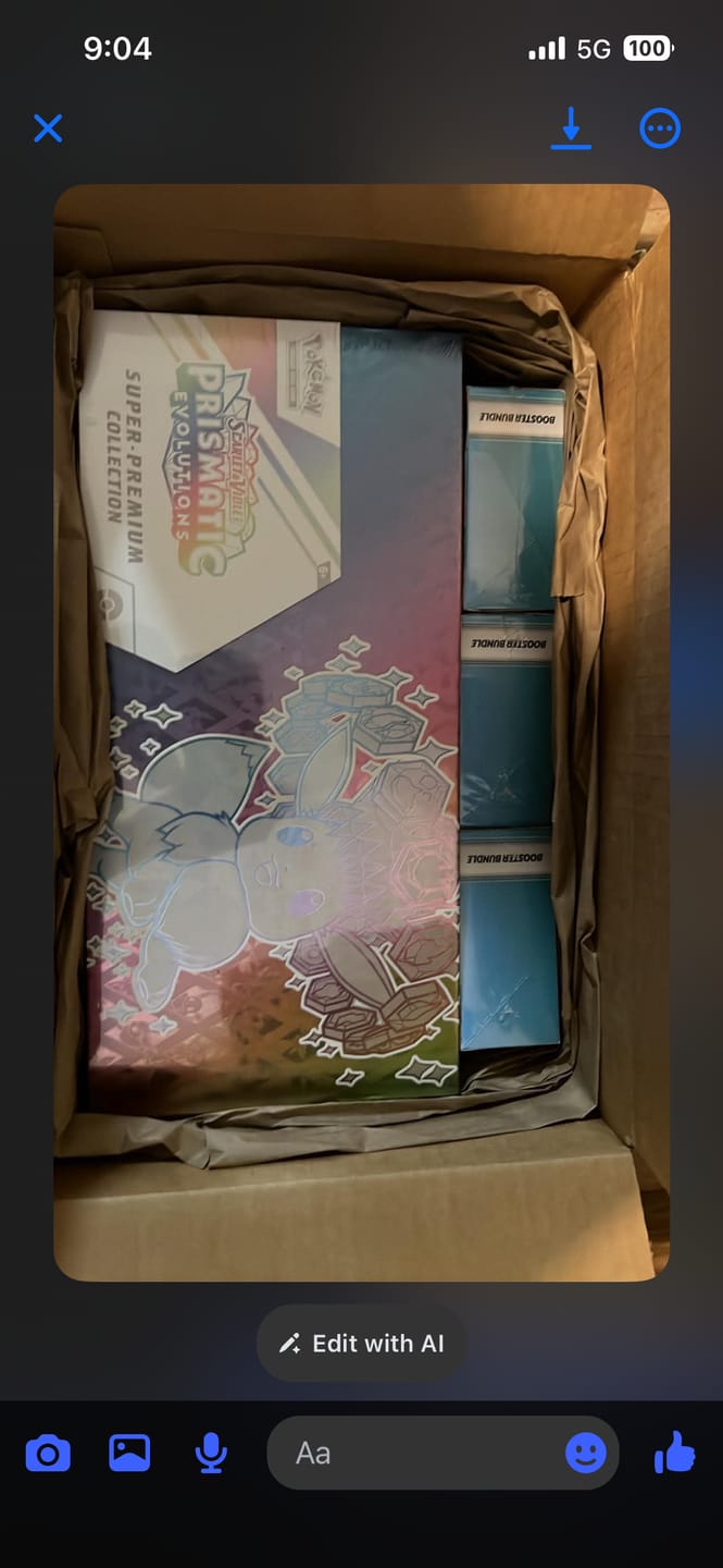 Customer photo review of Prismatic Evolutions Super-Premium Collection - SV: Prismatic Evolutions
