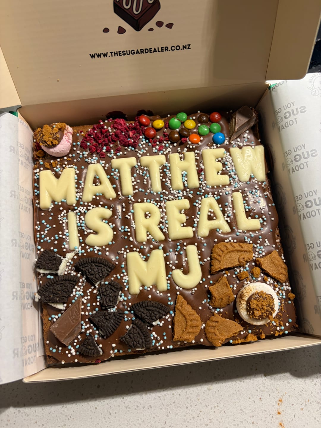 Customer photo review of Custom message loaded brownie