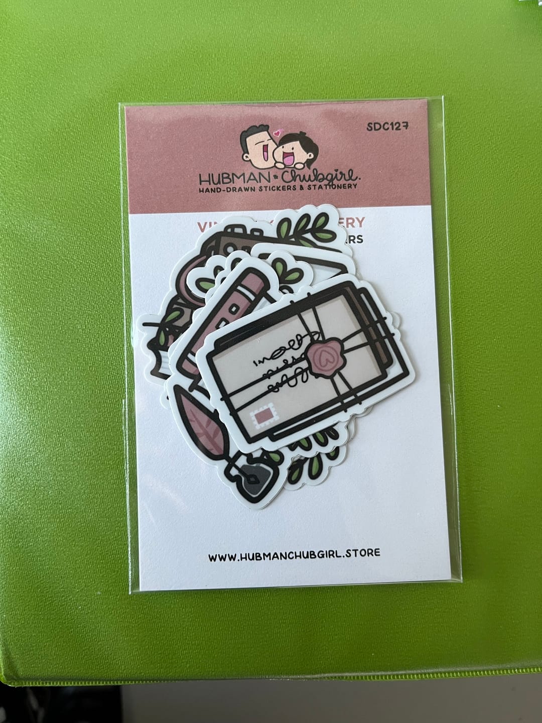 Customer photo review of Vintage Stationery Die Cut Stickers (Set of 5)