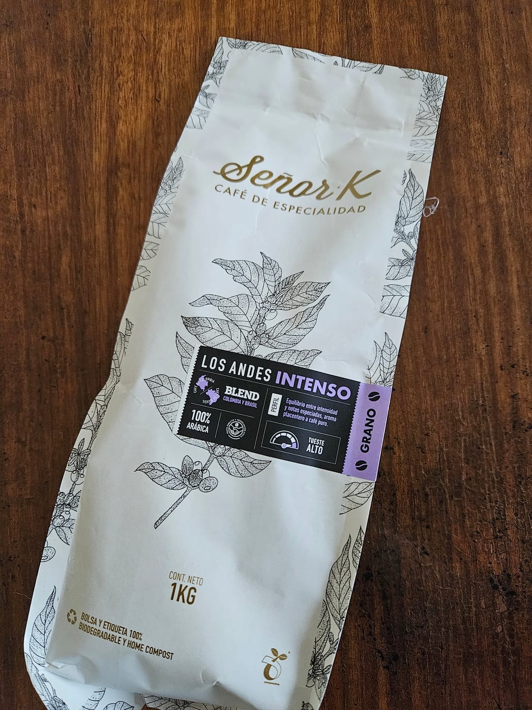 Customer photo review of Blend Los Andes Intenso Bolsa 250 gramos | GRANO ENTERO