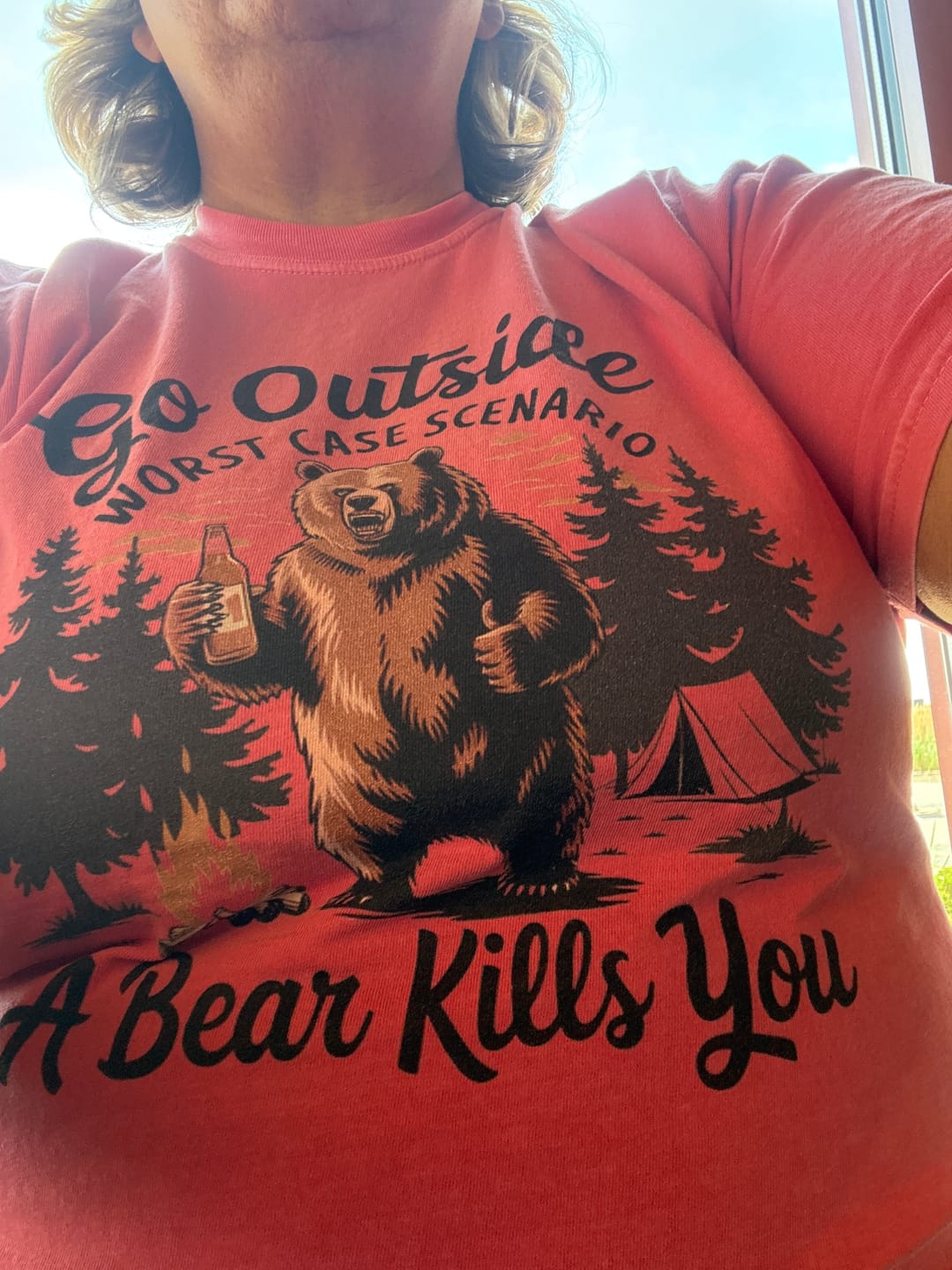 Customer photo review of Go Outside  T-shirt