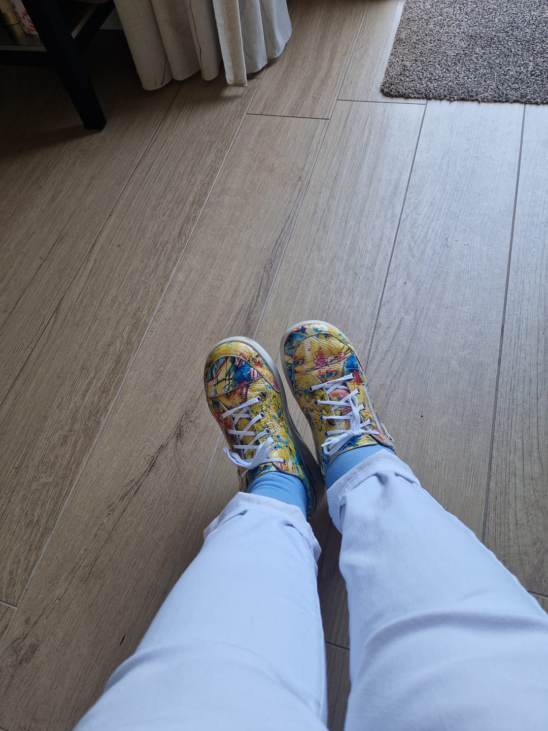 Customer photo review of Essential Compression Socks Soft Blue