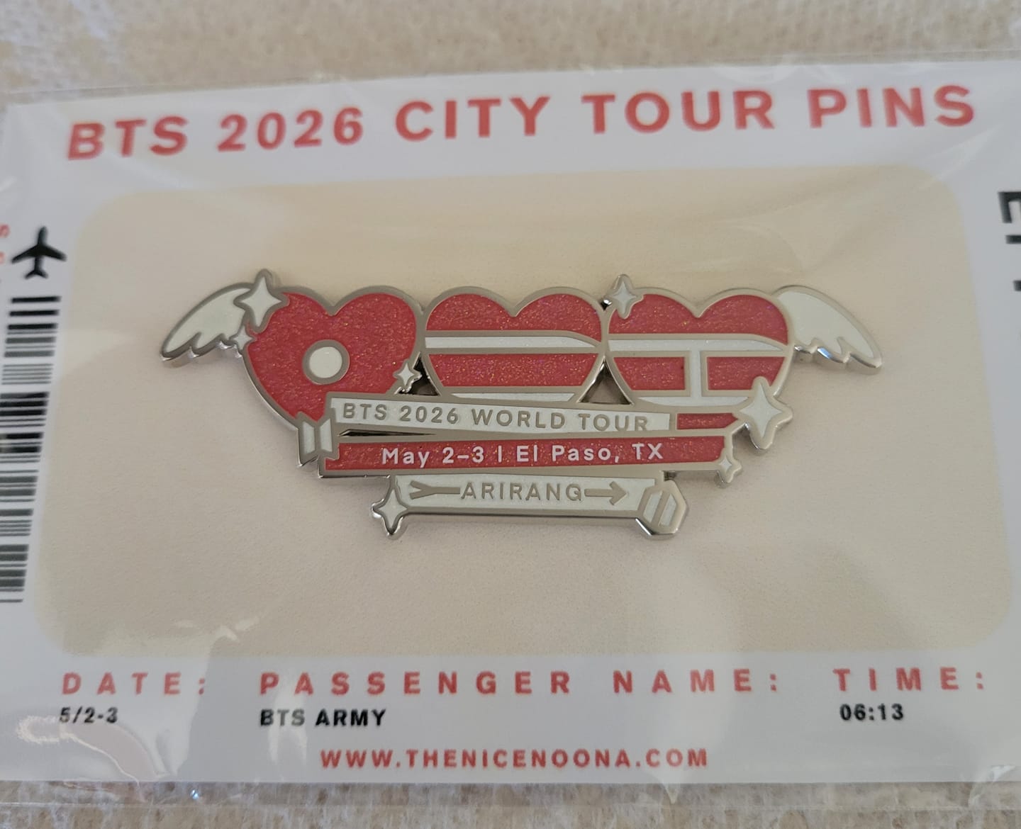 Customer photo review of BTS 2026 City Tour Pin