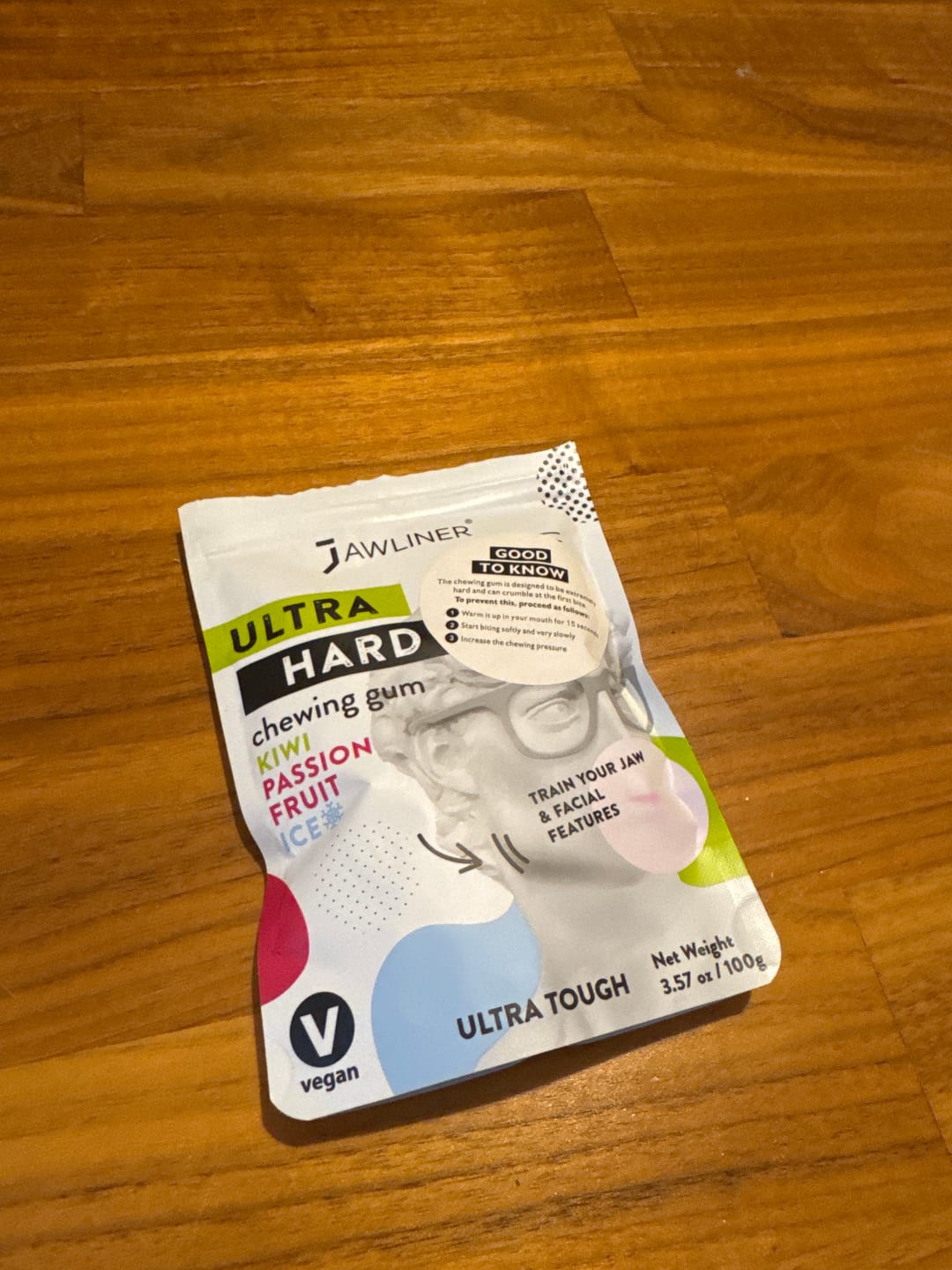 Customer photo review of JAWLINER® Chewing Gum Ultra Hard Kiwi Passion Fruit Ice