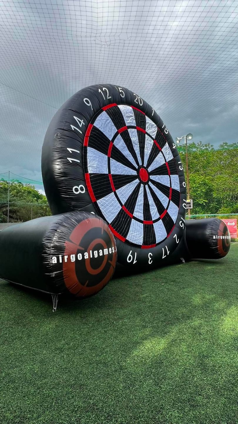 Customer photo review of Free shipping for 6m Inflatable Footdarts with 15 balls and blower