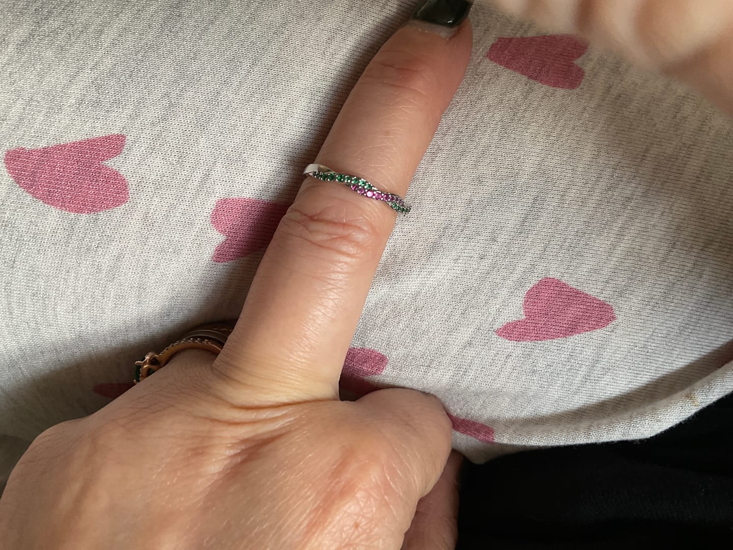 Customer photo review of Custom Wavy Birthstone Promise Ring
