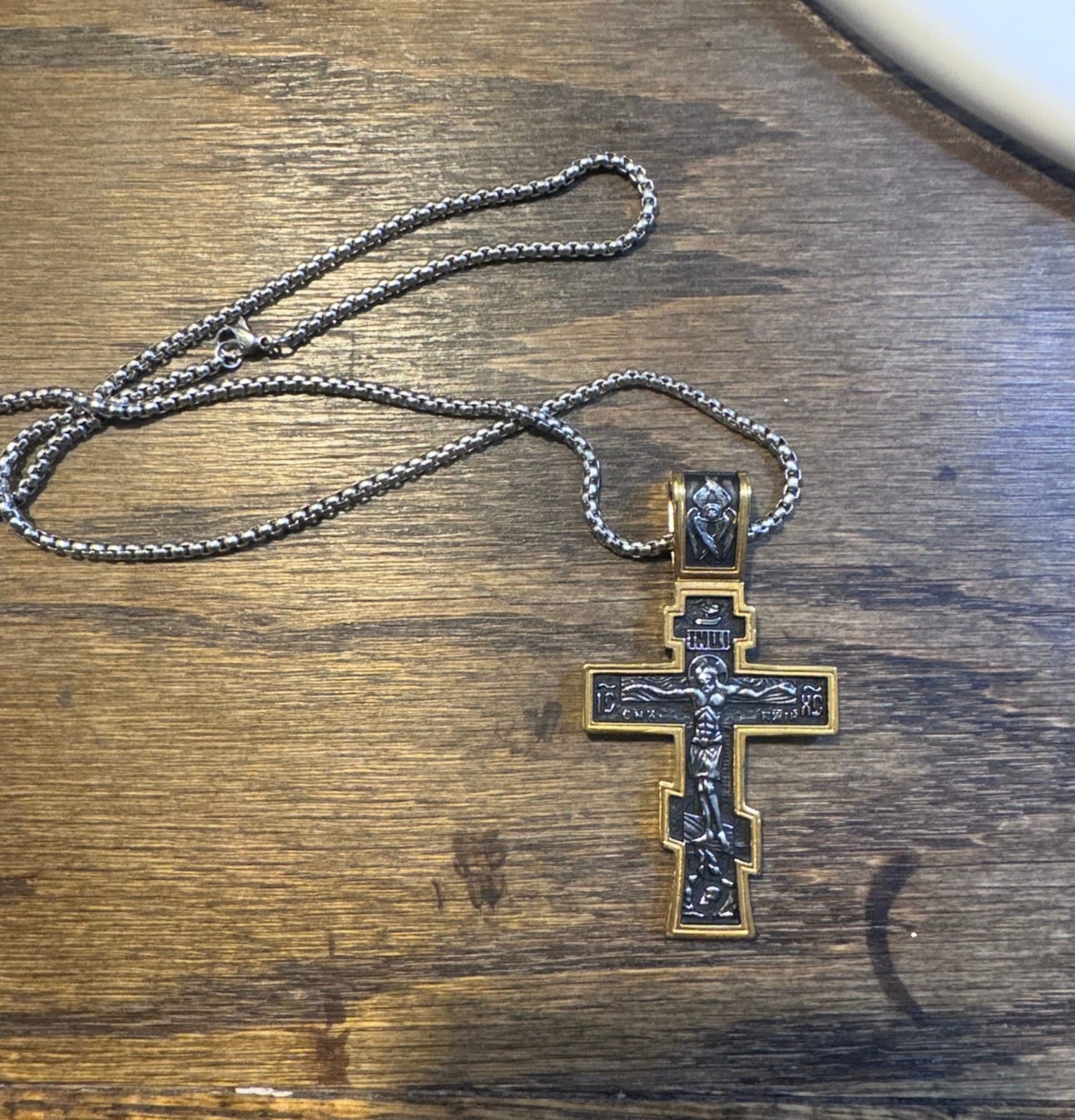 Customer photo review of DARK JESUS CROSS. - GOLD